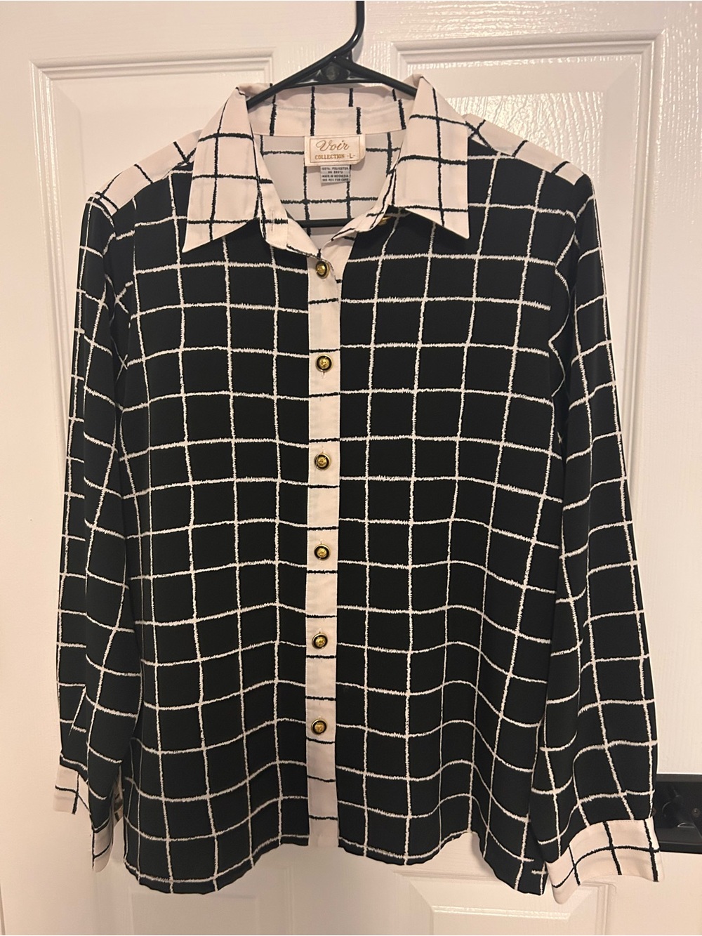 Voir Black & White Windowpane Button-Down Shirt